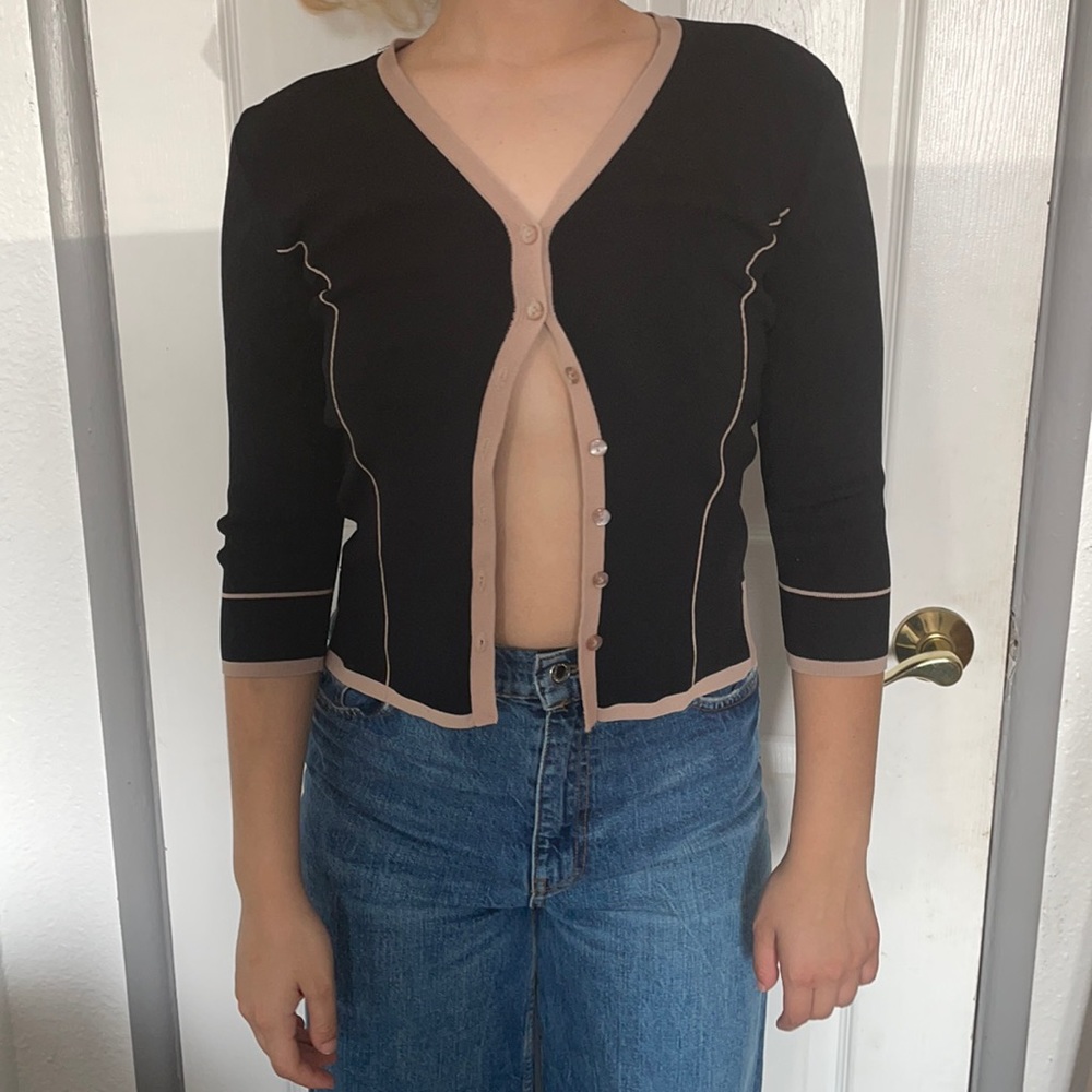 Black half- sleeve Button Down Top made by Finity